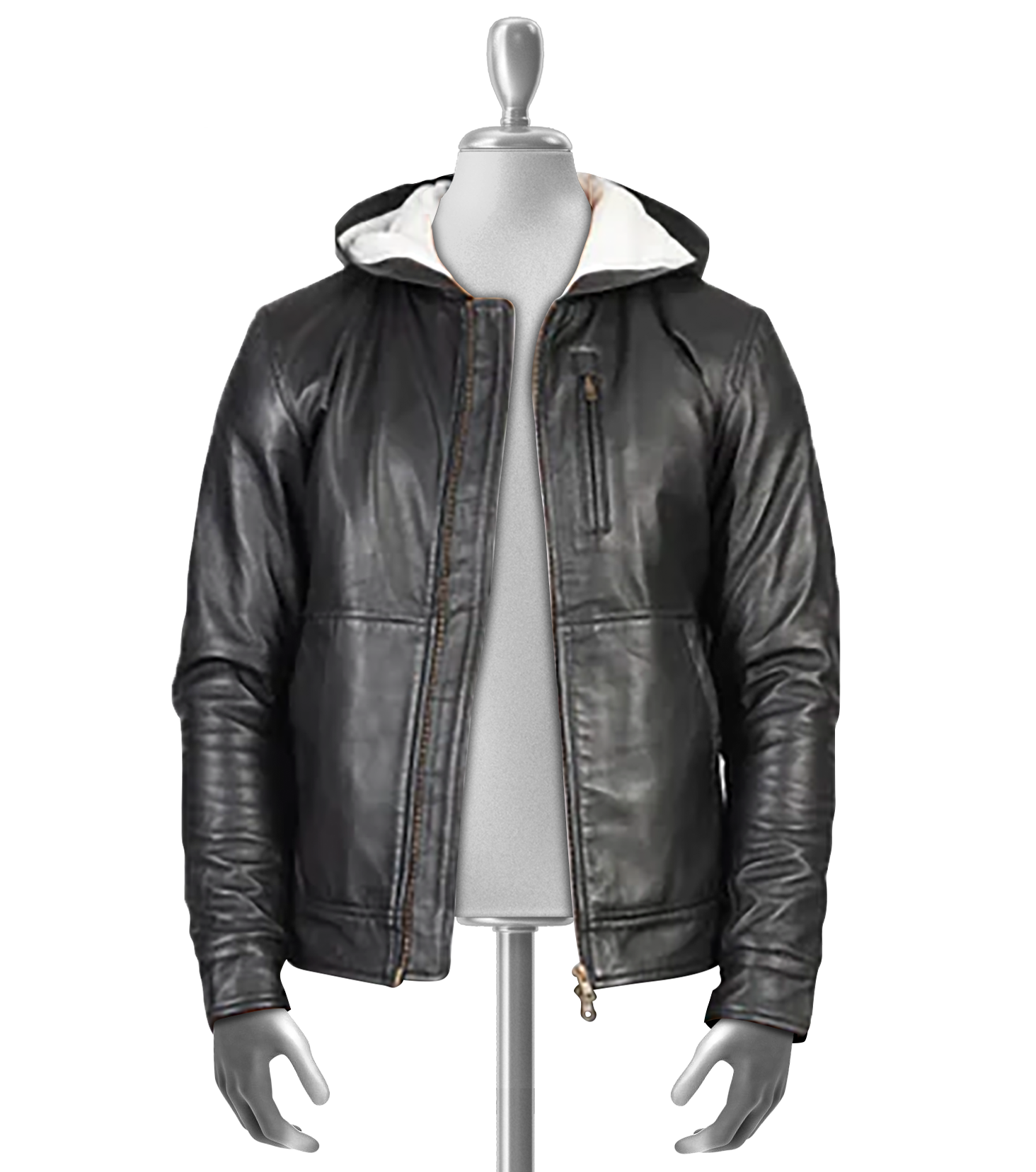 Jameson Men's Black Hooded Bomber Leather Jacket