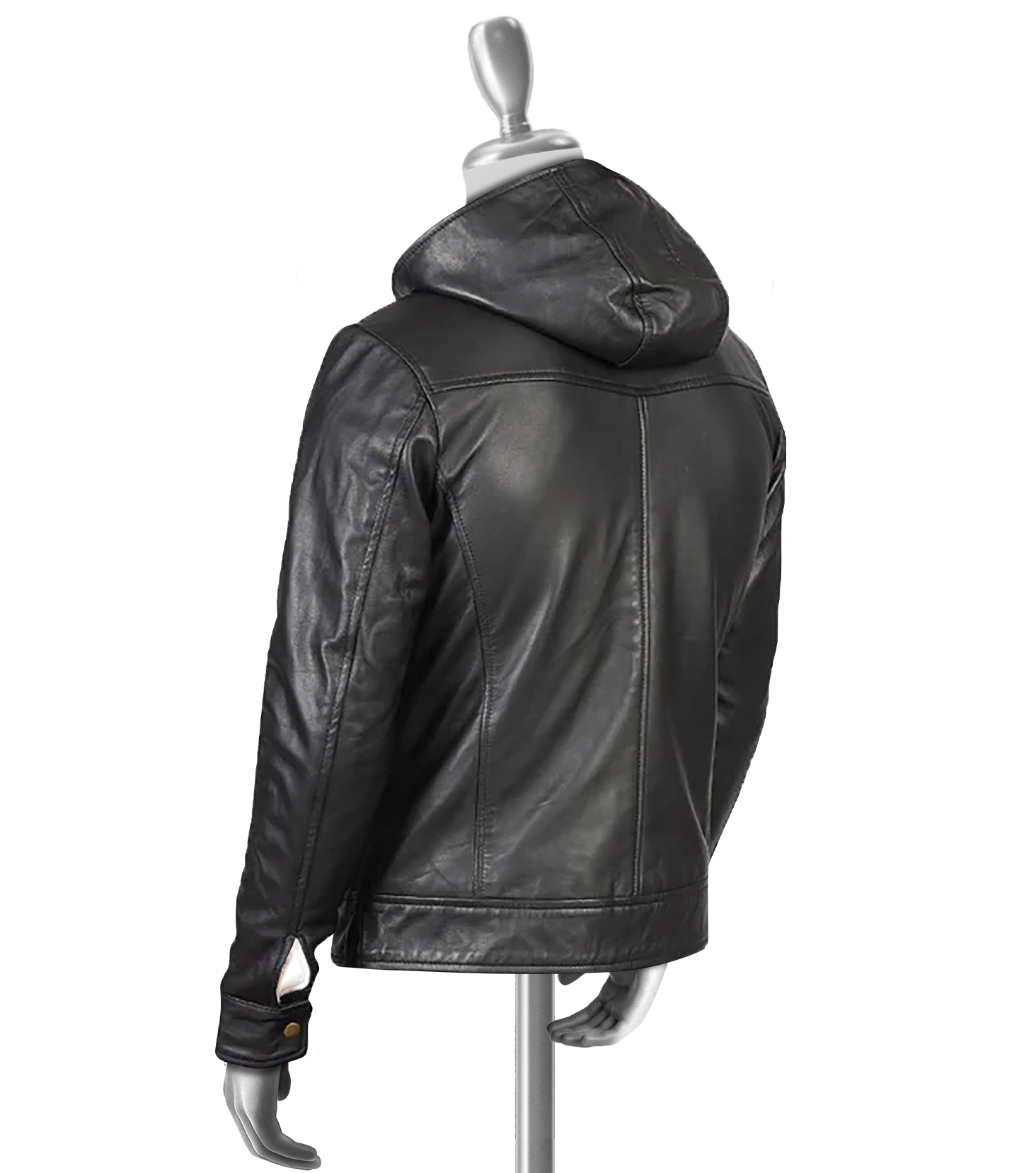 Jameson Men's Black Hooded Bomber Leather Jacket