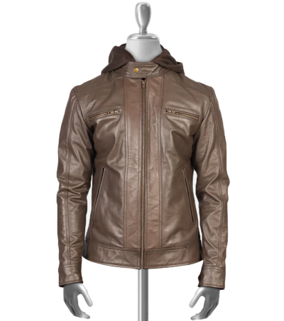 Blaise Men's Hooded Moto Leather Jacket