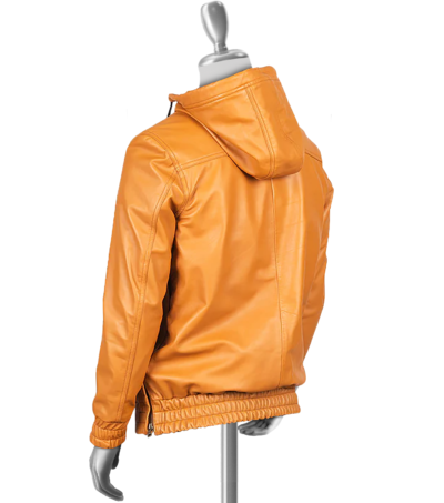 Bramwell Men’s Tan Hooded Pullover Leather Jacket