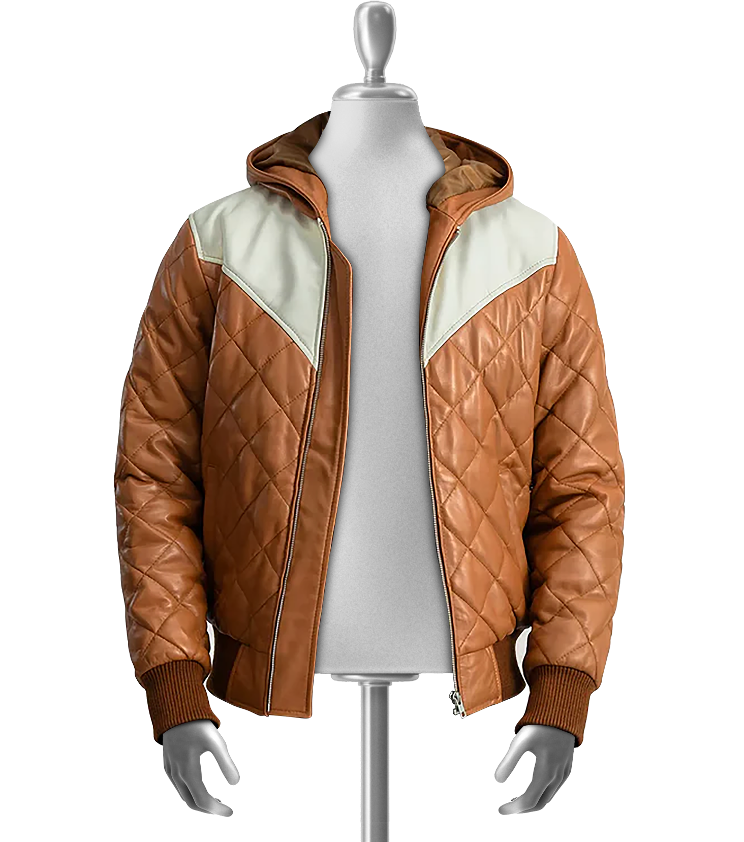 Dawkins Men’s Hooded Bomber Puffer Leather Jacket