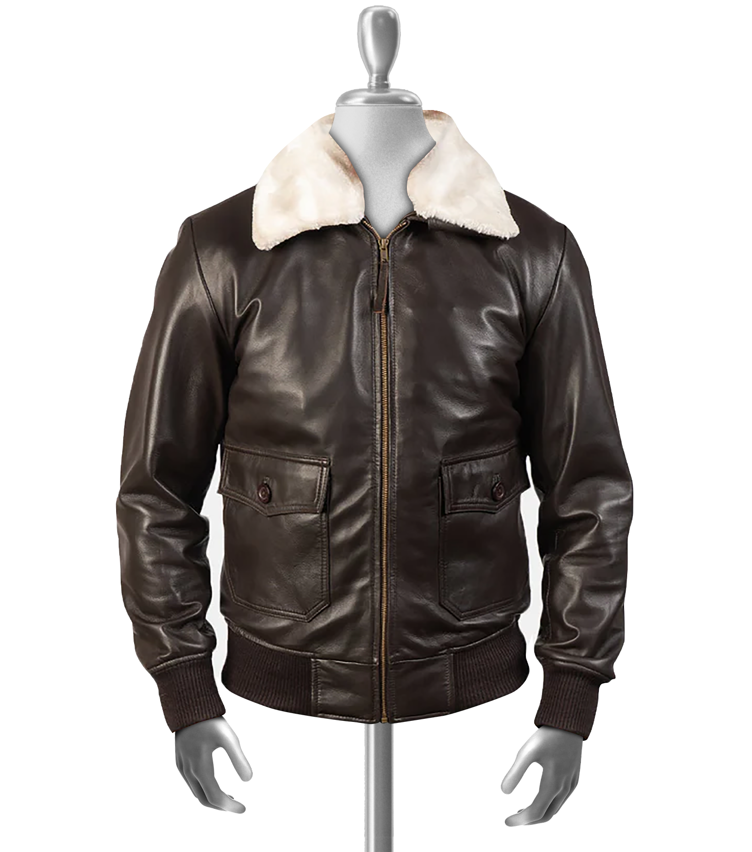 Evander Men’s Dark Brown G-1 Bomber Leather Jacket