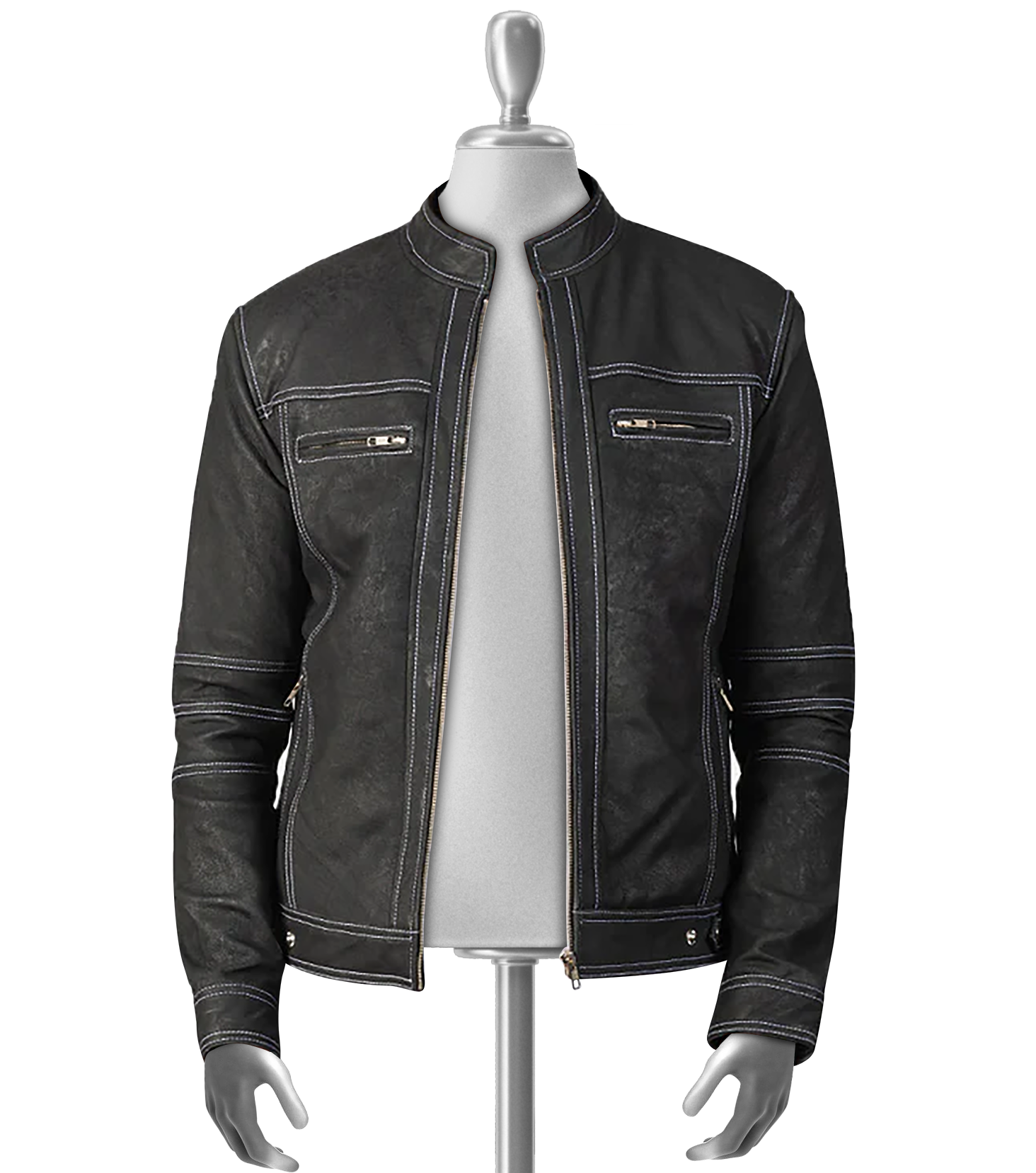 Fyodor Men's Black Distressed Leather Jacket