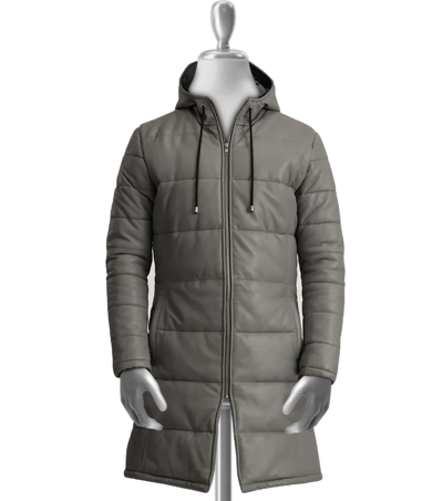 Gerard Men’s Grey Hooded Leather Coat