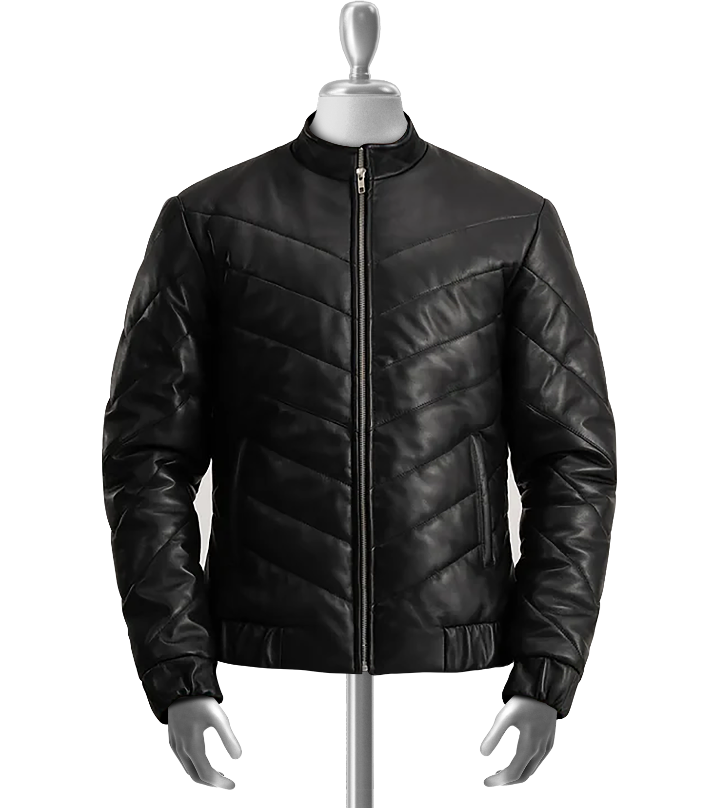 Llewellyn Men's Black Puffer Leather Jacket