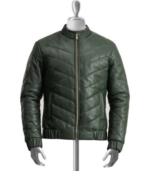 Peregrine Men’s Green Puffer Leather Jacket