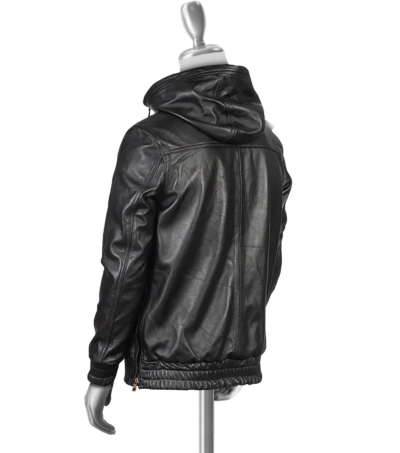 Reginald Men's Black Hooded Pullover Leather Jacket
