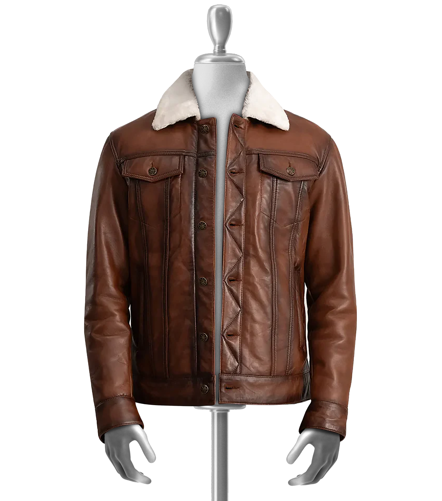 Tavian Men’s Brown Shearling Leather Jacket